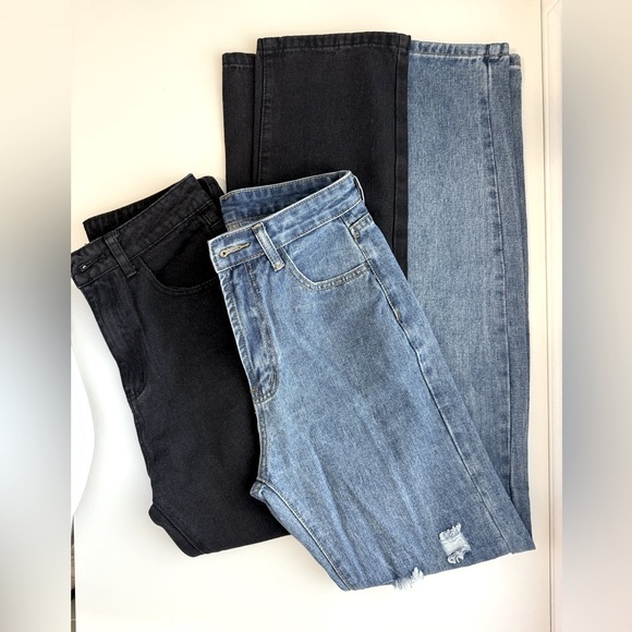 SHEIN Denim - 2 Pairs of NEW SHEIN Jeans Black and Blue (xs) Denim (sm) - never seen worn